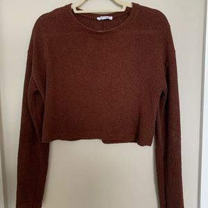 Brown cropped sweater from Zara